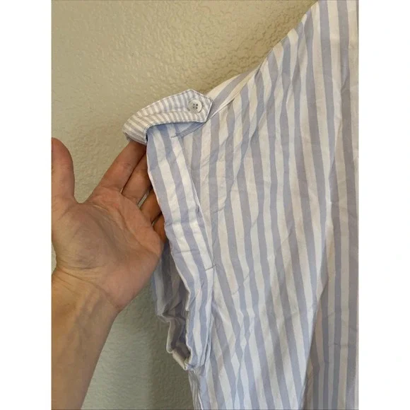 Womens Top JANE AND DELANCEY blue white striped rayon collared cap slv tunic 2X - Picture 2 of 7